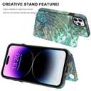 LETO for iPhone 12 Mini Pro Case,iPhone 12 Mini Case,Flip Folio Leather Wallet Cover with Fashion Flower Designs for Girls Women,Card Slots Kickstand Protective Phone Shell Green Oyster Shell