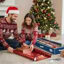 HOLDN STORAGE Premium Wrapping Paper Storage Container - Durable 600D Tear-Proof, Fits 27 Rolls Gift Wrap, Extra Pockets for Ribbons & Bows, Underbed Storage - Ideal for Holiday Christmas, Blue