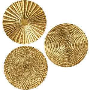 Briful 12" Gold Wall Dcor Pack of 3 Metal Starbursts Radial Plate Wall Art Modern Accent Hanging Wall Decorations For Home Office Bedroom Or Living Room Wall Sculptures