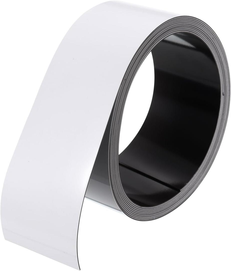 MECCANIXITY Magnetic Strip with Strong 2 Inch x 9.84 Feet Magnetic Strip Tape,Magnetic Tape Labels for Whiteboards Refrigerator and Crafts White