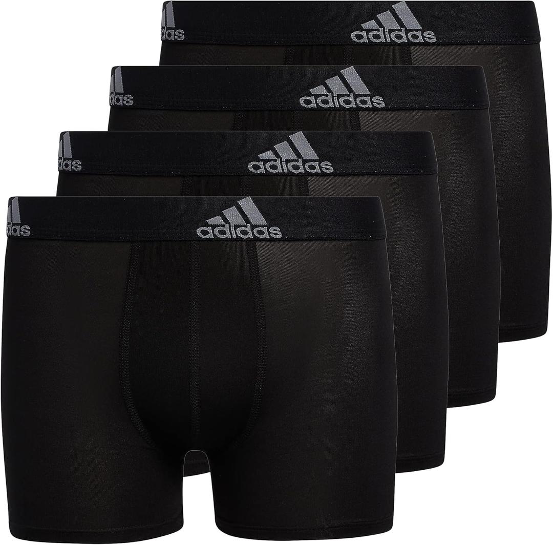 adidas Youth Performance Boxer Brief, Kids Underwear, Athletic Fit Microfiber Boxer Briefs (Large, Black/Grey)