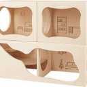 Hamster Hideout Wooden House,Hamsters Multi Chamber Hideout,Small Animal Habitat for Clear Observation,Hamster Toys for Dwarf Hamstersm,Gerbils, Hedgehogs, Rats, Mice (Living Room + Study Room+ Bedroom)