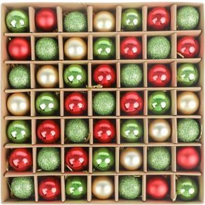 DERAYEE 49 Pcs Mini Christmas Balls Tree Ornaments, 1.2 Inch Small Shatterproof Xmas Hanging Decorations Red Green Gold Christmas Ball Ornaments for Home Party Xmas Decor