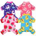 4 Pack Dog Pajamas Soft Lightweight Dog Recovery Suit Onesie Clothes for Small Medium Pet Boys Girls Dogs Cats (XXL (Back: 16",Chest: 21.5", Neck: 12.5"), Unicorn, Pig, Strawberry, Duck) XXl