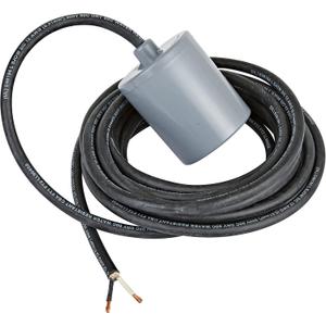 Little Giant RFSN-20, 120-250 Volts, Maximum 20-Amp - 1.5 HP, Pump Down Tethered Float Switch (Plug-less) for Pond, Sump, Sewage or Effluent Systems, 20-Ft Cord, Grey, 599318