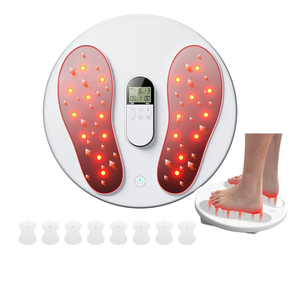 Foot Massager for Neuropathy with Heating, EMS Foot Stimulator for Circulation and Pain Relief, Electric Feet Calf Massager with 4 TENS Unit Muscle Stimulator Pads, Transcutaneous Nerve Stimulator