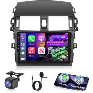 [2+64G] Radio de coche NHOPEEW para Toyota Corolla 2009-2013 - Carplay inalmbrico y Android Auto - Pantalla tctil de 9 pulgadas Android estreo para automvil con mltiples temas de interfaz de