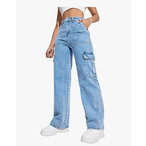 Women's Cargo Pants High Waisted Baggy Cargo Jeans Straight Leg Y2K Streetwear Trousers 6 Pockets for Women Teen Girl, Size Small