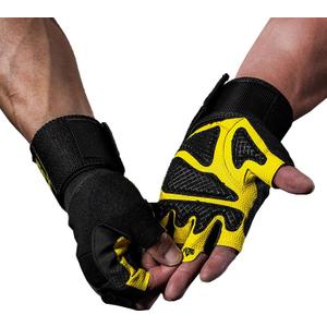 TAVIEW Workout Gloves,Weight Lifting Gloves & Wrist Wraps Built in One, Support for Gym Training, Full Palm Protection for Fitness, Weightlifting, Exercise, Hanging, Pull ups (yellow)