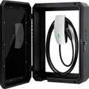 EV Charger Outdoor Enclosure, Charger Station Box for Tesla Wall Charger, Cable Cord Holder Lock Box, Heavy Duty Outdoor Charging Case, Black