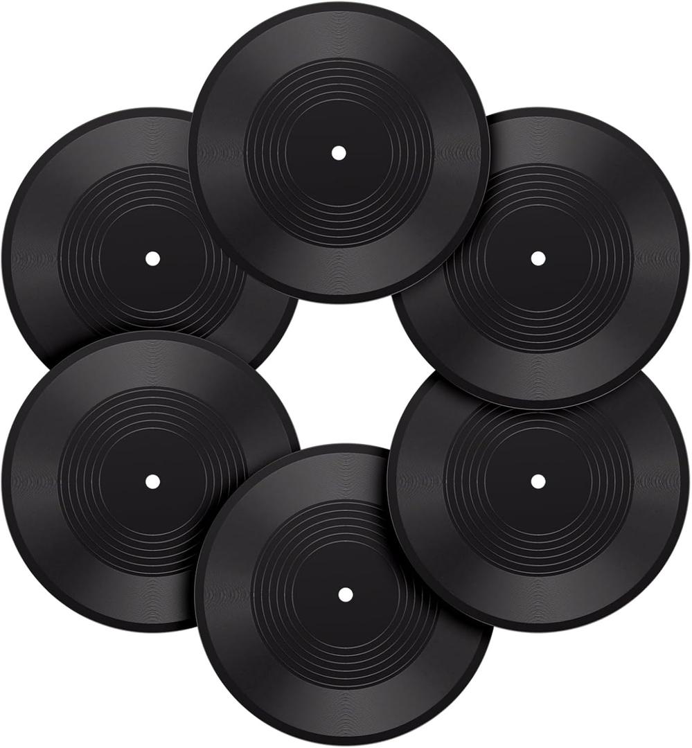 Facmogu 6PCS 12 Inch Blank Vinyl Records, Fake Record Vintage Decoration, Faux Blank Vinyl Records for Wall Aesthetic, Retro Record for Music Party Home Studio Room Display Decor DIY Project (Black)
