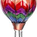 Hot Air Balloon Solar Lantern with Flickering Flame Light Glass Hanging Solar Lanterns Outdoor Waterproof for Garden Tree Yard Patio Party Decor Mother's Day Gift Wavy-Colorful