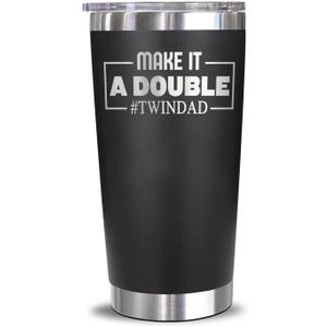HTDesigns Make It A Double #Twindad - Engraved Twin Dad Mug - Travel Dad Gift - Father's Day