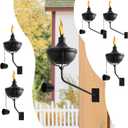 Wall Mounted Citronella Torches Set of 6, 24 oz Garden Torches for Outside, Refillable Flame Light Torch, Outdoor Metal Torch for Yard, Patio, Deck, Garden, Party, Landscape