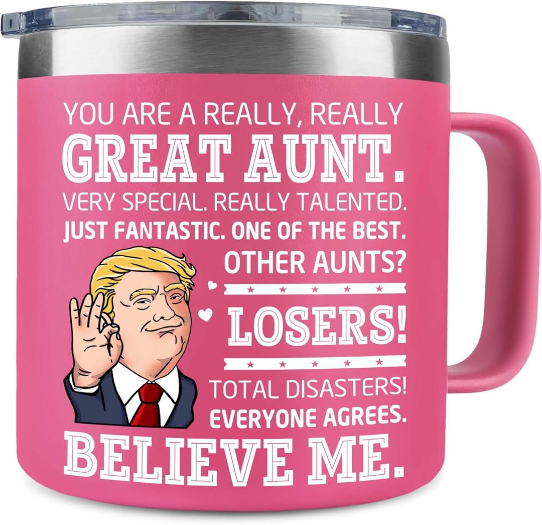 BECHUSKY Christmas Aunt Gifts From Niece, Nephew - Aunts Birthday Gifts - Aunt Mug - Christmas Gift For Aunts, Auntie - Mothers Day Gift Idea From Kids - Stainless Steel Tumbler 14 OZ