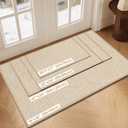 LEKEEPGO Door Mat 24"x36", Non Slip Door Mat Indoor Entrance, Rubber Backing Front Indoor Door mats Washable Absorbent Low-Profile Entryway Entry Resist Dirt Inside Door Mats, Khaki