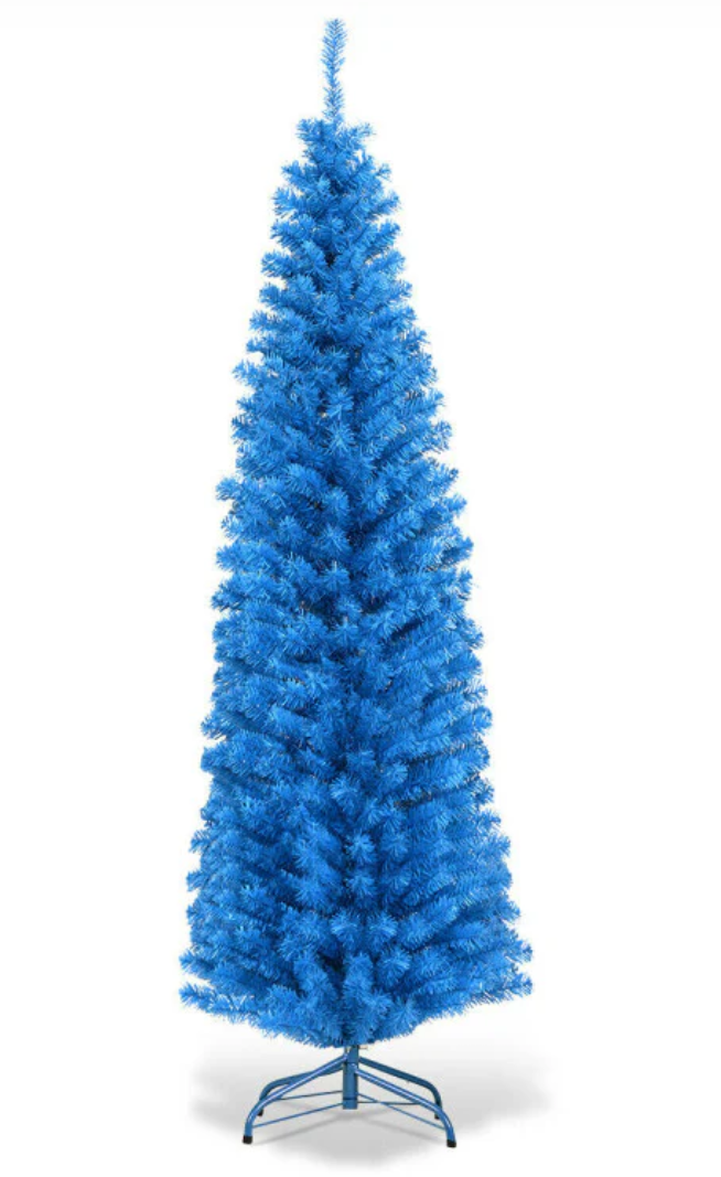6 Feet Unlit Artificial Christmas Halloween Pencil Tree with Metal Stand