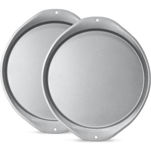 Pizza Pan - 14 Inch Nonstick Pizza Pan for Oven with Widen Handles for Cooking, Baking, and Grilling - Durable, Even Heating, Long-Lasting Kitchen Cookware (2, Grey) (Gray)