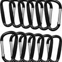 3" Aluminum Carabiner Clips, 12PCS D Ring Shape Keychain Carabiners Hook Buckle