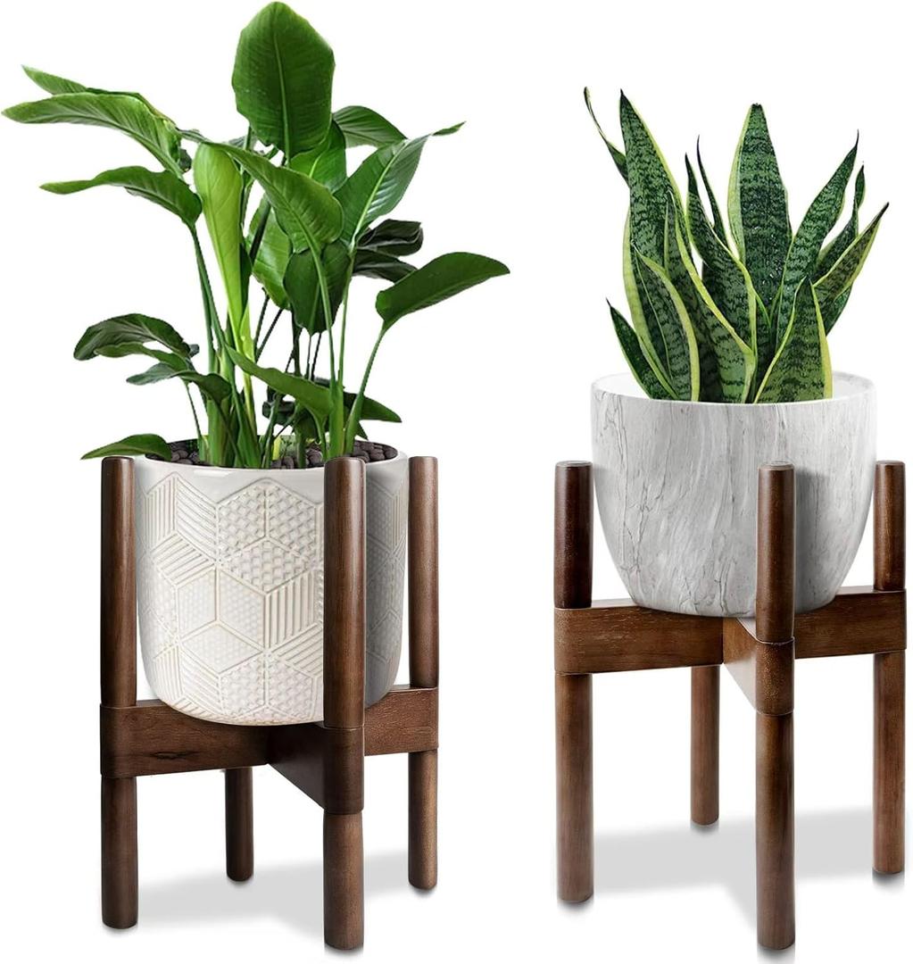 Plant Stand Indoor, Bamboo Mid Century Modern Plants Stands, Modern Flower & Plant Pot Holder