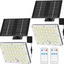 HLCZLUZ Solar Lights Outdoor Waterproof Motion Sensor Security Lights with Remote, 3 Modes 184 LED Upgraded Convex Lens 150% Bright, 16.4 Ft Cord, Outdoor Flood Light for Backyard, Garage, Barn (2 pcs Square w/ Remote)