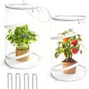 2 Pcs Pop Up Mesh Plant Protectors, 21 x 13 Foldable Garden Cover, Specifically Designed for Outdoor Vegetables, Seedlings & Flowers, Animal Barrier Cloches with Stakes (White)