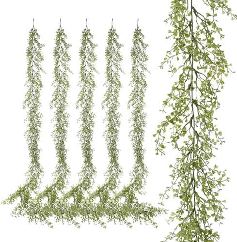 PENGYEE 6 Pack 5.57ft Artificial Greenery Garland, Leaf Garland for Room Decor, Garlands for Decoration, Fake Vines Hanging Plants for Home Bedroom Garden Wall Wedding Decor 039