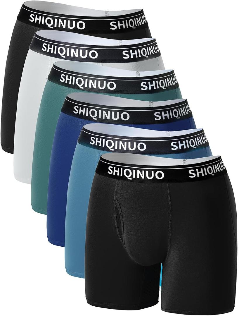 Mens Boxer Briefs Cotton Underwear, Moisture Wicking, Breathable, No Ride Up, 3D Pouch Support (3X-Large, 06-2black/Blue/Green/Navy/White)
