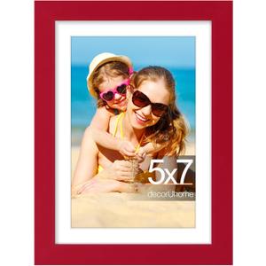 decorUhome 5x7 Picture Frame, Display Pictures 4x6 with Mat or 5x7 without Mat, Wall & Tabletop Display Photo Frame, Red, 1 Pack