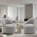 COLAMY Swivel Chair Set of 2, 360 Degree Cuddle Barrel Chairs with Hidden Storage, Modern Small Round Accent Chair, Single Sofa Chairs for Living Room, Bedroom, Office-LightGrey