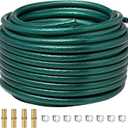 3/8 Inch Self Sinking Aeration Hose,100 feet Weighted Pond Aerator Hose with 8 Stainless Steel Clamps and 4 Copper Menders (1, Green)
