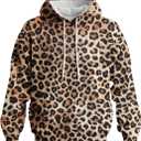 Leopard Print Hoodie for Men Cheetah Printed Hooded Streetwear Hip Hop Pullover Y2K Sweatshirt (XL)
