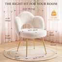 Vanity Chair with Gold Legs, Fluffy Makeup Chair for Bedroom, White