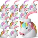 Mifoci 12 Set Unicorn Birthday Party Favor Gift Cups with Straws, 10 oz Plastic Unicorn Shape Cup Reusable for Girls Birthday Baby Shower Party Supplies (Pastel Color)