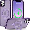 CHAOFEnG Magnetic Compatible with iPhone 13 Pro Case with Stand [Military Grade Drop Tested][Compatible with Magnet] Ring Translucent Slim Hard Back Soft Edge, Purple