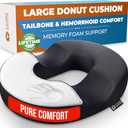 5 STARS UNITED Donut Pillow Hemorrhoid Tailbone Cushion – Large Floor Cushion for Pain Relief – Coccyx, Prostate, Sciatica, Pelvic Floor, Pressure Sores, Pregnancy, Postpartum Recovery, Black