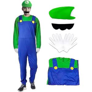 Super Costume Brothers Outfit for Adults Halloween Party Dress Up Green L