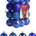 Aitsite 24ct Christmas Tree Ornaments Set 1.57 inches Mini Shatterproof Holiday Ornaments Balls for Christmas Decorations (Blue)