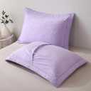 WINLIFE 100% Cotton Quilted Pillow Sham Floral Printed Pillow Cover (Standard, Purple) 26" X 20" (Pack of 2)
