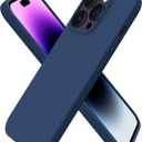 ORNARTO Compatible with iPhone 14 Pro Case 6.1, Slim Liquid Silicone 3 Layers Full Covered Soft Gel Rubber Phone Case Protective Cover with Microfiber Lining 6.1 inch-Storm Blue