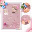 DoubleFill White Bulletin Board 21"×27" Linen Fabric Decorative Board Hanging Memo Boards for Women Large Cork Bulletin Boards for Home Office with 20 Pushpins - Pink Linen with White Frame
