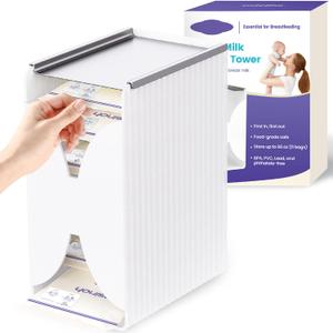 Freeze Organizer and Tower for Breastmilk Storage Bags, First-in First-Out Container Storing System with Quick-Freeze Tray to Freezing Breastmilk, Reusable and Breastfeeding Essentials (White)