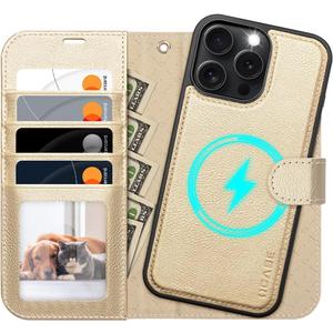 OCASE for iPhone 16 Pro Max Case Detachable Wallet Case with Card Holder, 2 in 1 Pu Leather Flip Folio with RFID Blocking Stand Wrist Strap Shockproof Phone Cover 6.9 Inch 2024, Gold