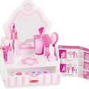 Melissa & Doug Wooden Beauty Salon Play Set, 18-Piece Vanity with Pretend Play Toys, Makeup, Mirror, Accessories & More, Preschool Toys for Girls & Boys Ages 3+ - FSC Certified