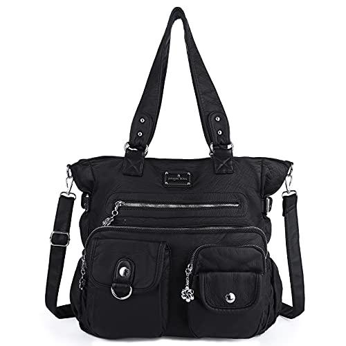 Angel Kiss Purses and Handbag for Women Soft PU Leather Shoulder Handbag Hobo Bags Satchel Shoulder Bags Ladies Tote Crossbody Travel Bag Black