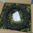 24 Inch Large Boxwood Wreath Spring Summer with Sash Artificial Green Wreaths for Front Door Farmhous Wedding Window Hanging Wall All Year Round Indoor & Outdoor St Patrick's Day Decor