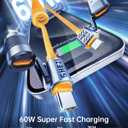 4-in-1 Coiled USB C Cable for Car [60W Fast Charging] USB C to Lightning Cable [CarPlay&Android Auto] Charger Cord with L/Type C/USB A Multi Ports for iPhone/iPad-5ft Yellow (SHEZI-Series)