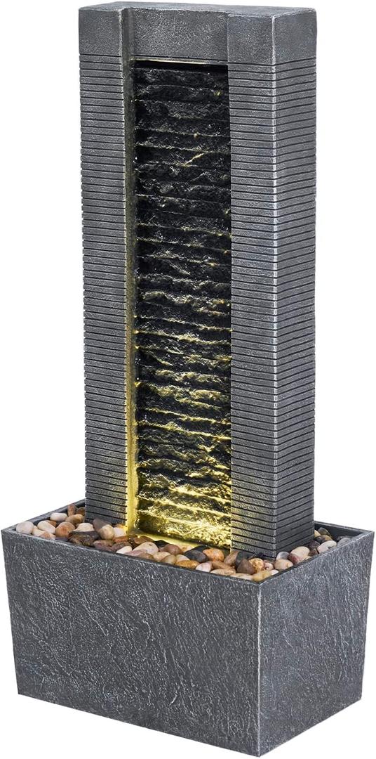 Teamson Home Demeter 27.5 inch Outdoor Water Fountain with LED Lights