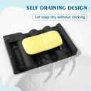 Silicone Soap Dish,Self Draining Soap Holder Perfect for Shower,Bathroom Sink,Kitchen Sink & Travel,Non-Slip Bar Soap Holder Extend Soap Life,Keep Soap Bars Dry & Easy Cleaning Black-2Pcs
