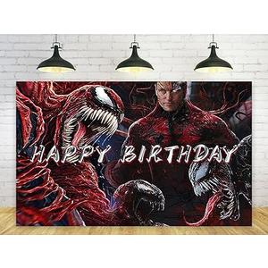 Backdrop for Happy Birthday Party Decorations Venom Background for Baby Shower Party Cake Table Decorations Supplies Superhero Theme Banner 5x3ft